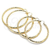 Oro Laminado Extra Large Hoop, Gold Filled Style Hollow Design, Diamond Cutting Finish, Golden Finish, 02.170.0311.90