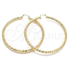 Oro Laminado Extra Large Hoop, Gold Filled Style Hollow Design, Diamond Cutting Finish, Golden Finish, 02.170.0313.80