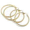 Oro Laminado Extra Large Hoop, Gold Filled Style Hollow Design, Diamond Cutting Finish, Golden Finish, 02.170.0313.80
