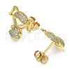 Oro Laminado Stud Earring, Gold Filled Style Little Girl Design, with White Micro Pave, Polished, Golden Finish, 02.213.0171