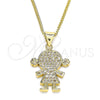 Oro Laminado Pendant Necklace, Gold Filled Style Little Girl Design, with White Micro Pave, Polished, Golden Finish, 04.195.0056.20 (02 MM Thickness, 20 Inches Length)