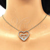Oro Laminado Pendant Necklace, Gold Filled Style Heart Design, with White Micro Pave, Polished, Golden Finish, 04.156.0219.20 (02 MM Thickness, 20 Inches Length)