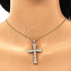 Oro Laminado Pendant Necklace, Gold Filled Style Cross Design, with White Micro Pave, Polished, Golden Finish, 04.156.0221.20 (02 MM Thickness, 20 Inches Length)
