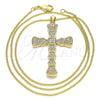 Oro Laminado Pendant Necklace, Gold Filled Style Cross Design, with White Micro Pave, Polished, Golden Finish, 04.156.0221.20 (02 MM Thickness, 20 Inches Length)