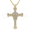 Oro Laminado Pendant Necklace, Gold Filled Style Cross Design, with White Micro Pave, Polished, Golden Finish, 04.156.0223.20 (02 MM Thickness, 20 Inches Length)
