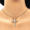 Oro Laminado Pendant Necklace, Gold Filled Style Cross Design, with White Micro Pave, Polished, Golden Finish, 04.156.0230.20 (02 MM Thickness, 20 Inches Length)