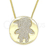 Oro Laminado Pendant Necklace, Gold Filled Style Little Boy Design, with White Micro Pave, Polished, Golden Finish, 04.156.0237.20 (02 MM Thickness, 20 Inches Length)