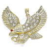Oro Laminado Fancy Pendant, Gold Filled Style Eagle Design, with White and Garnet Crystal, Polished, Golden Finish, 05.351.0100