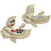 Oro Laminado Fancy Pendant, Gold Filled Style Eagle Design, with White and Garnet Crystal, Polished, Golden Finish, 05.351.0100