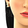 Oro Laminado Stud Earring, Gold Filled Style Teddy Bear Design, with White Cubic Zirconia, Polished, Golden Finish, 02.185.0002