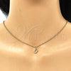 Oro Laminado Fancy Pendant, Gold Filled Style Initials Design, with White Micro Pave, Polished, Golden Finish, 05.341.0041