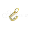 Oro Laminado Fancy Pendant, Gold Filled Style Initials Design, with White Micro Pave, Polished, Golden Finish, 05.341.0041