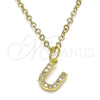 Oro Laminado Fancy Pendant, Gold Filled Style Initials Design, with White Micro Pave, Polished, Golden Finish, 05.341.0041