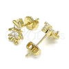 Oro Laminado Stud Earring, Gold Filled Style Little Boy Design, with White Cubic Zirconia, Polished, Golden Finish, 02.156.0416