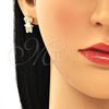 Oro Laminado Stud Earring, Gold Filled Style Little Boy Design, with White and Black Micro Pave, Polished, Golden Finish, 02.156.0417