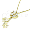 Oro Laminado Fancy Necklace, Gold Filled Style Flower Design, with White Cubic Zirconia, Polished, Golden Finish, 04.347.0004.20 (01 MM Thickness, 20 Inches Length)