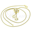 Oro Laminado Fancy Necklace, Gold Filled Style Flower Design, with White Cubic Zirconia, Polished, Golden Finish, 04.347.0004.20 (01 MM Thickness, 20 Inches Length)