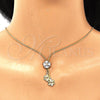 Oro Laminado Fancy Necklace, Gold Filled Style Flower Design, with White Cubic Zirconia, Polished, Golden Finish, 04.347.0010.20 (01 MM Thickness, 20 Inches Length)