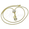 Oro Laminado Fancy Necklace, Gold Filled Style Flower Design, with White Cubic Zirconia, Polished, Golden Finish, 04.347.0010.20 (01 MM Thickness, 20 Inches Length)