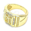 Oro Laminado Mens Ring, Gold Filled Style Crucifix Design, with White Crystal, Polished, Golden Finish, 01.351.0009.11 (Size 11)