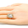Oro Laminado Elegant Ring, Gold Filled Style Bird and Flower Design, Polished, Tricolor, 01.351.0012.09 (Size 9)