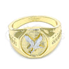 Oro Laminado Mens Ring, Gold Filled Style Eagle Design, Polished, Two Tone, 01.351.0013.11 (Size 11)