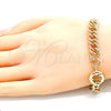 Oro Laminado Basic Bracelet, Gold Filled Style Diamond Cutting Finish, Golden Finish, 03.319.0006.08 (09 MM Thickness, 8 Inches Length)