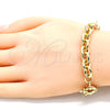 Oro Laminado Basic Bracelet, Gold Filled Style Rolo Design, Polished, Golden Finish, 03.319.0009.08 (09 MM Thickness, 8 Inches Length)