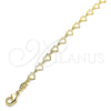 Oro Laminado Fancy Bracelet, Gold Filled Style Heart Design, Polished, Golden Finish, 03.145.0011.08 (05 MM Thickness, 8 Inches Length)