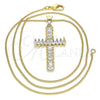 Oro Laminado Pendant Necklace, Gold Filled Style Cross Design, with White Cubic Zirconia, Polished, Golden Finish, 04.284.0028.18 (01 MM Thickness, 18 Inches Length)