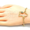 Oro Laminado Fancy Bracelet, Gold Filled Style Little Boy Design, with White Micro Pave, Polished, Golden Finish, 03.341.0073.07 (04 MM Thickness, 7 Inches Length)