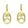 Oro Laminado Huggie Hoop, Gold Filled Style Puff Mariner Design, Polished, Golden Finish, 02.341.0050.12