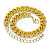 Oro Laminado Basic Bracelet, Gold Filled Style Miami Cuban Design, Orange Enamel Finish, Golden Finish, 03.341.0075.5.07 (08 MM Thickness, 7 Inches Length)