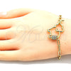 Oro Laminado Fancy Bracelet, Gold Filled Style Elephant Design, with White Micro Pave, Polished, Golden Finish, 03.341.0078.07 (04 MM Thickness, 7 Inches Length)