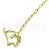 Oro Laminado Fancy Bracelet, Gold Filled Style Elephant Design, with White Micro Pave, Polished, Golden Finish, 03.341.0078.07 (04 MM Thickness, 7 Inches Length)