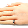 Oro Laminado Baby Ring, Gold Filled Style with Garnet Micro Pave, Polished, Golden Finish, 01.233.0013.1 (One size fits all)
