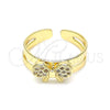 Oro Laminado Baby Ring, Gold Filled Style with White Micro Pave, Polished, Golden Finish, 01.233.0016 (One size fits all)