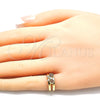 Oro Laminado Baby Ring, Gold Filled Style with Garnet Micro Pave, Polished, Golden Finish, 01.233.0016.1 (One size fits all)