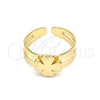 Oro Laminado Toe Ring, Gold Filled Style Four-leaf Clover Design, Polished, Golden Finish, 01.233.0025 (One size fits all)