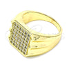 Oro Laminado Mens Ring, Gold Filled Style with White Micro Pave, Polished, Golden Finish, 01.283.0020.12 (Size 12)