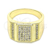 Oro Laminado Mens Ring, Gold Filled Style with White Micro Pave, Polished, Golden Finish, 01.283.0021.11 (Size 11)