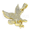 Oro Laminado Fancy Pendant, Gold Filled Style Eagle Design, Polished, Golden Finish, 05.351.0114