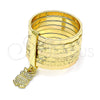 Oro Laminado Elegant Ring, Gold Filled Style Semanario and Owl Design, Diamond Cutting Finish, Golden Finish, 01.253.0034.1.07 (Size 7)