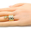 Oro Laminado Elegant Ring, Gold Filled Style Semanario and San Judas Design, Diamond Cutting Finish, Golden Finish, 01.253.0037.1.07 (Size 7)