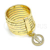 Oro Laminado Elegant Ring, Gold Filled Style Semanario and San Judas Design, Diamond Cutting Finish, Golden Finish, 01.253.0037.1.07 (Size 7)