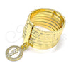 Oro Laminado Elegant Ring, Gold Filled Style Semanario and San Judas Design, Polished, Golden Finish, 01.253.0037.1.09 (Size 9)