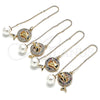 Oro Laminado Threader Earring, Gold Filled Style Dolphin Design, with Multicolor Micro Pave, Polished, Golden Finish, 02.210.0364.1