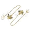 Oro Laminado Threader Earring, Gold Filled Style Bee Design, with Multicolor Micro Pave, Polished, Golden Finish, 02.210.0366.1