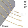 Oro Laminado Basic Necklace, Gold Filled Style Singapore Design, Polished, Golden Finish, 04.09.0169.16 (16 Inches Length)