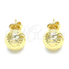 Oro Laminado Stud Earring, Gold Filled Style Diamond Cutting Finish, Golden Finish, 02.100.0105